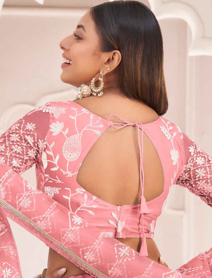 Light Pink Ethnic Embroidery Designer Lehenga Choli