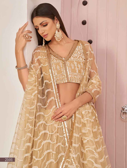 Yellow Ethnic Embroidery Semi-Stitched Lehenga Choli