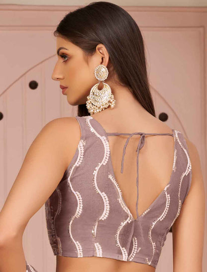Dusty Peach Embroidery Semi-Stitched Ethnic Lehenga Choli