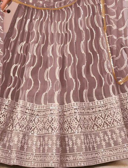 Dusty Peach Embroidery Semi-Stitched Ethnic Lehenga Choli