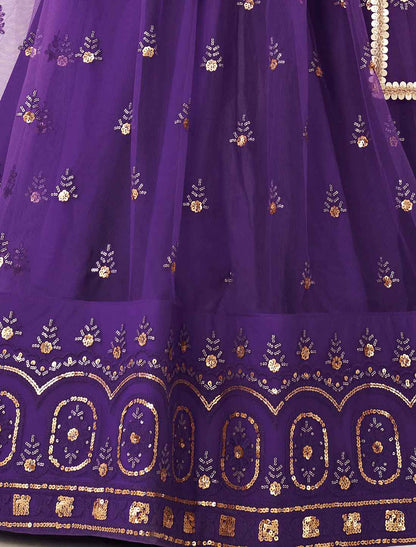 Bridal Purple Embroidery Ethnic Semi-Stitched Lehenga Choli