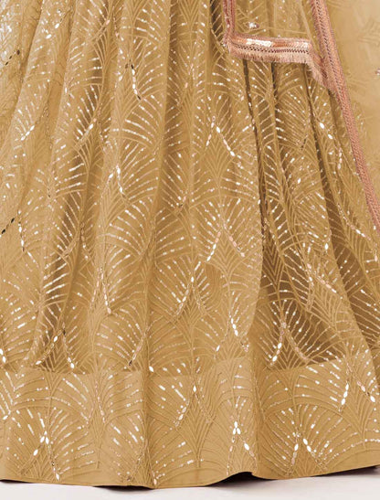 Ethnic Cream Embroidery Semi-Stitched Lehenga Choli