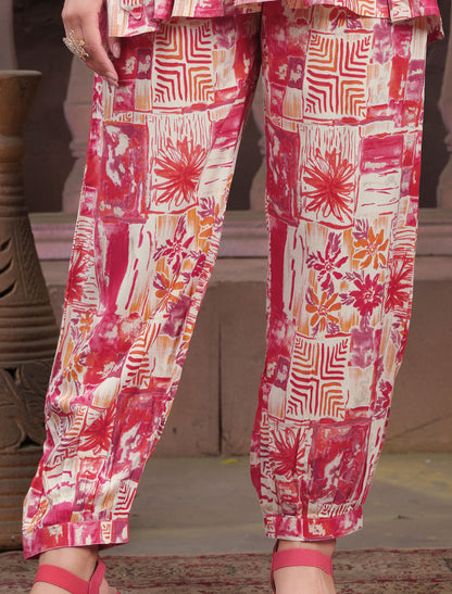 Vintage Women Chic Premium Chanderi Export Quality Print Co-ord Sets