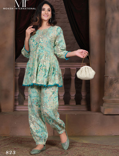 Serene Women Harmony Premium Chanderi Export Quality Print Co-ord Set