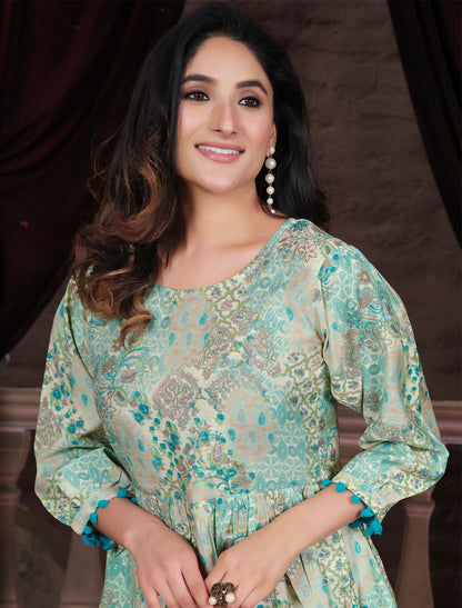 Serene Women Harmony Premium Chanderi Export Quality Print Co-ord Set