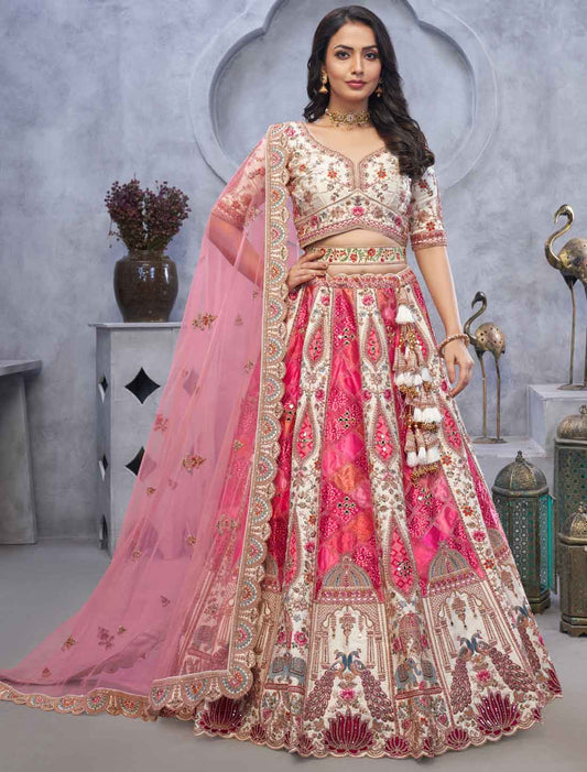 Bridal with Motifs & Bandhej Ethnic LehengaCholi