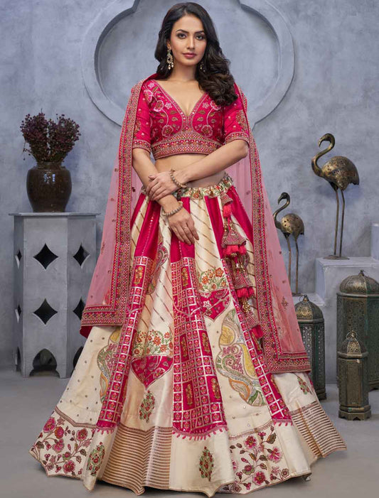 Regal Red Elegance Designer Ivory and Ethnic Lehenga Choli