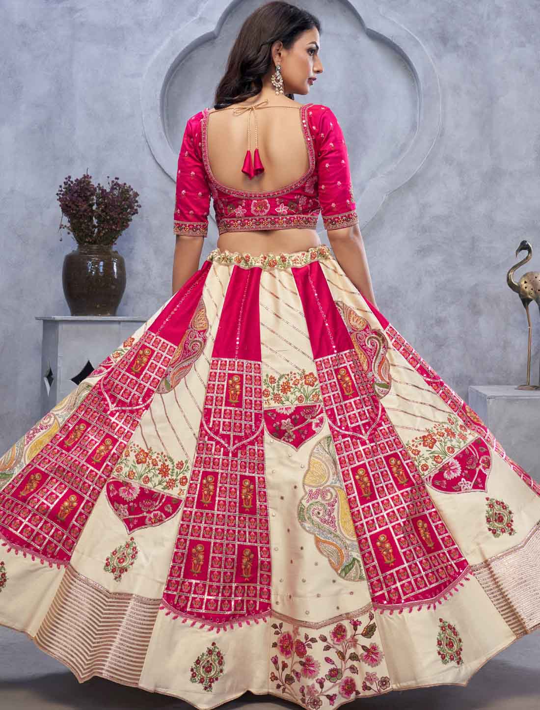 Regal Red Elegance Designer Ivory and Ethnic Lehenga Choli