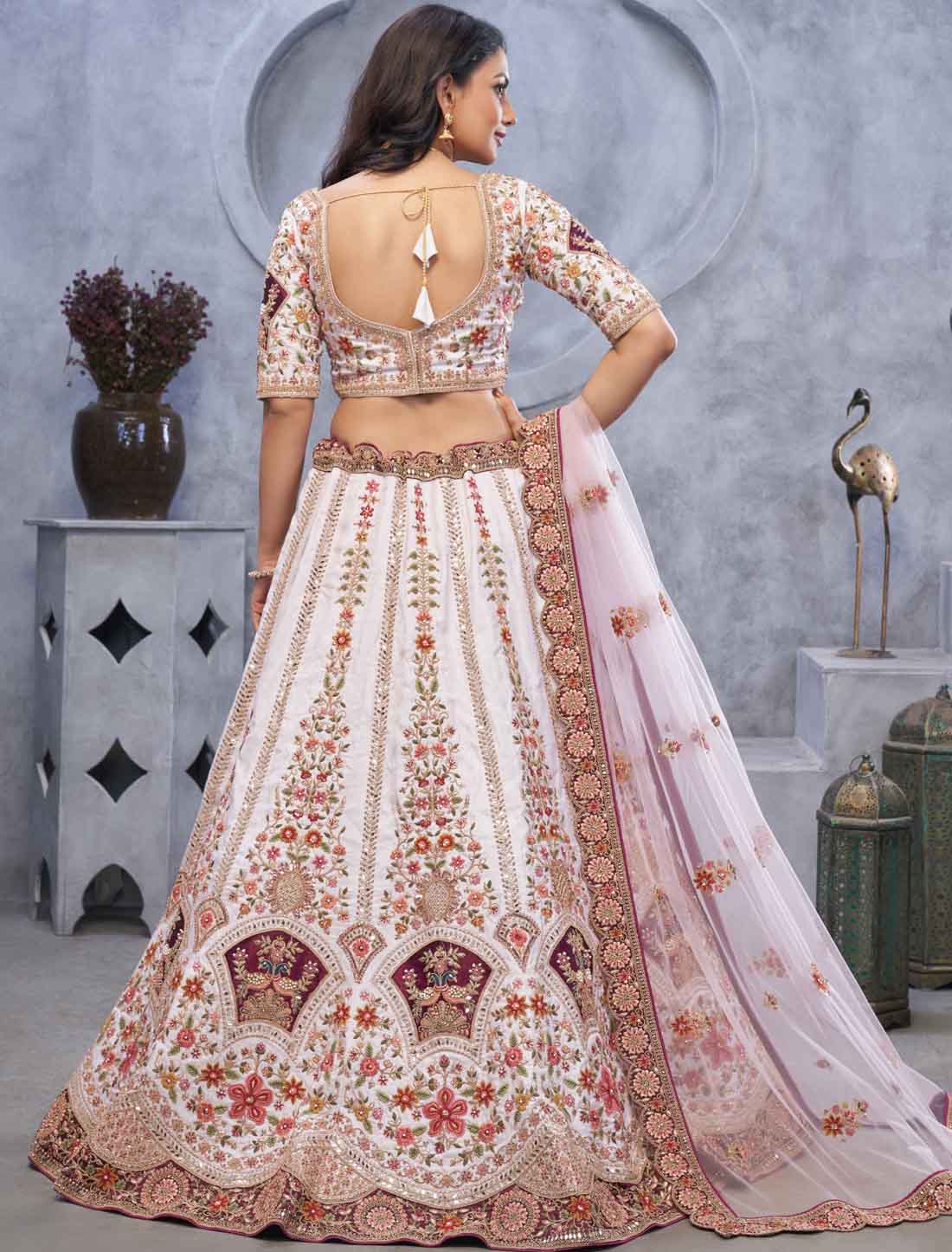 Bridal Light Purple Lehenga Zari Paisley Embroidery Ethnic Lehenag Choli