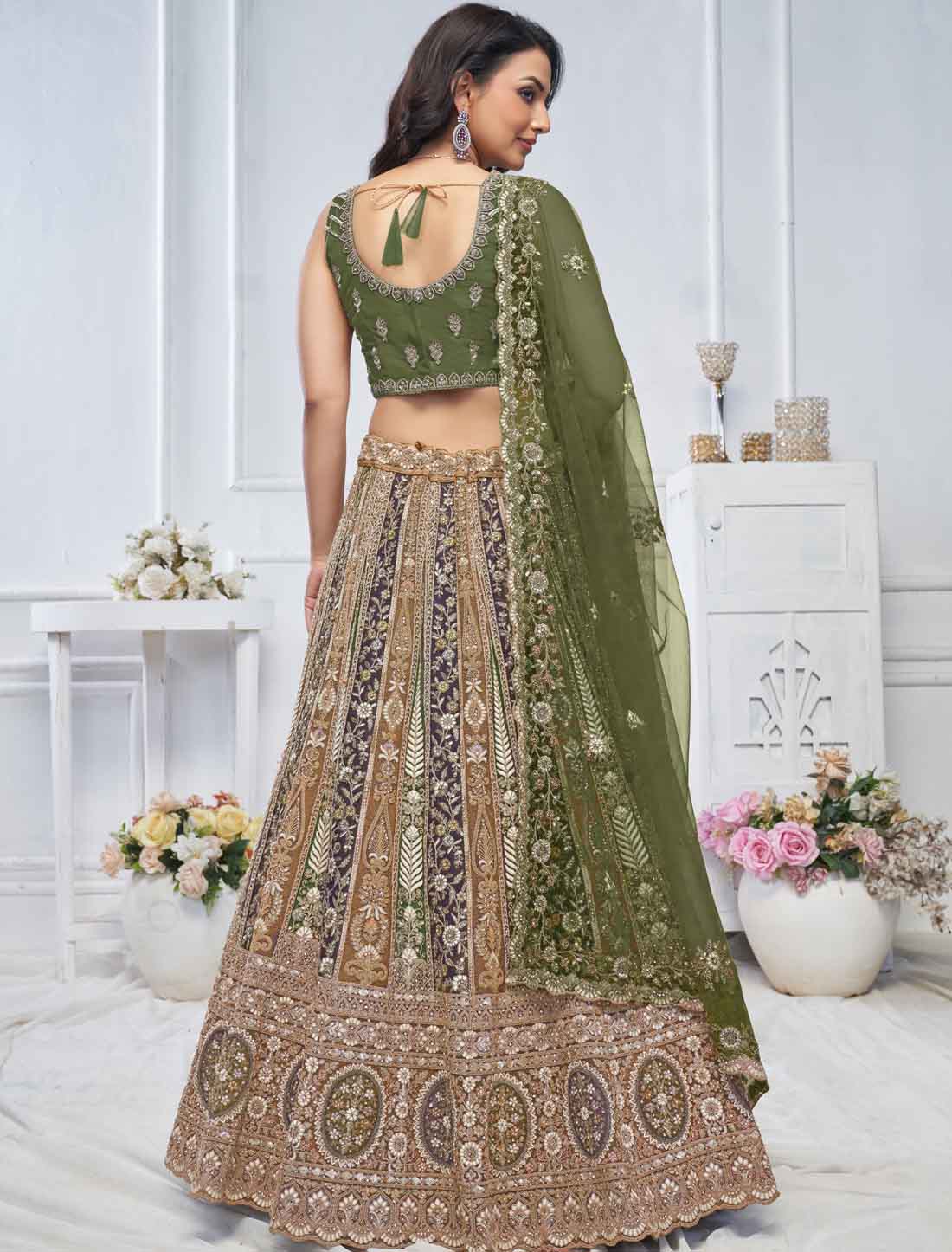 The Grandeur Green Bridal Zari And Thread Work Ethnic Lehenga Choli