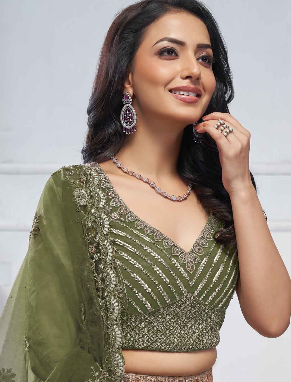 The Grandeur Green Bridal Zari And Thread Work Ethnic Lehenga Choli