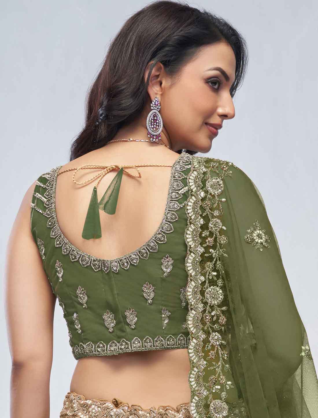 The Grandeur Green Bridal Zari And Thread Work Ethnic Lehenga Choli