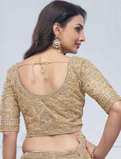 Golden Embroidered Bridal With Sequins An Zair Designer Lehenga Choli