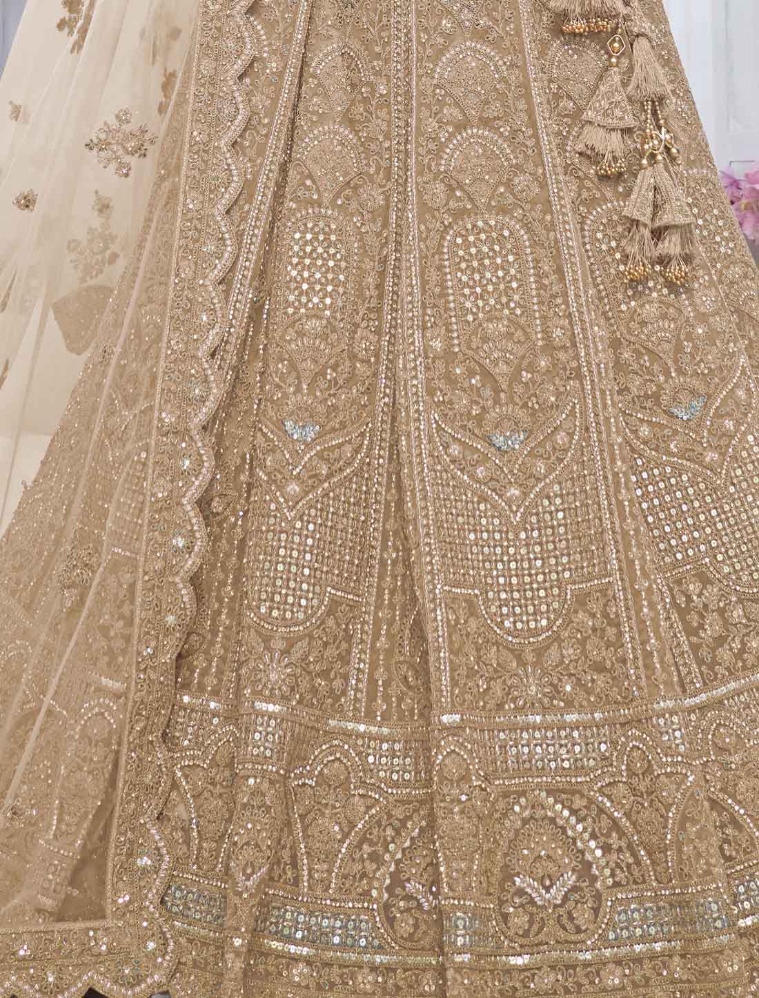 Golden Embroidered Bridal With Sequins An Zair Designer Lehenga Choli