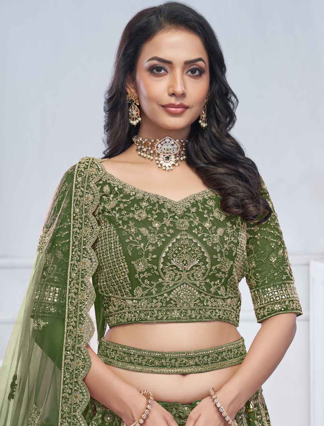 Peacock Green Soft Embroidered Designer Bridal Lehenga Choli