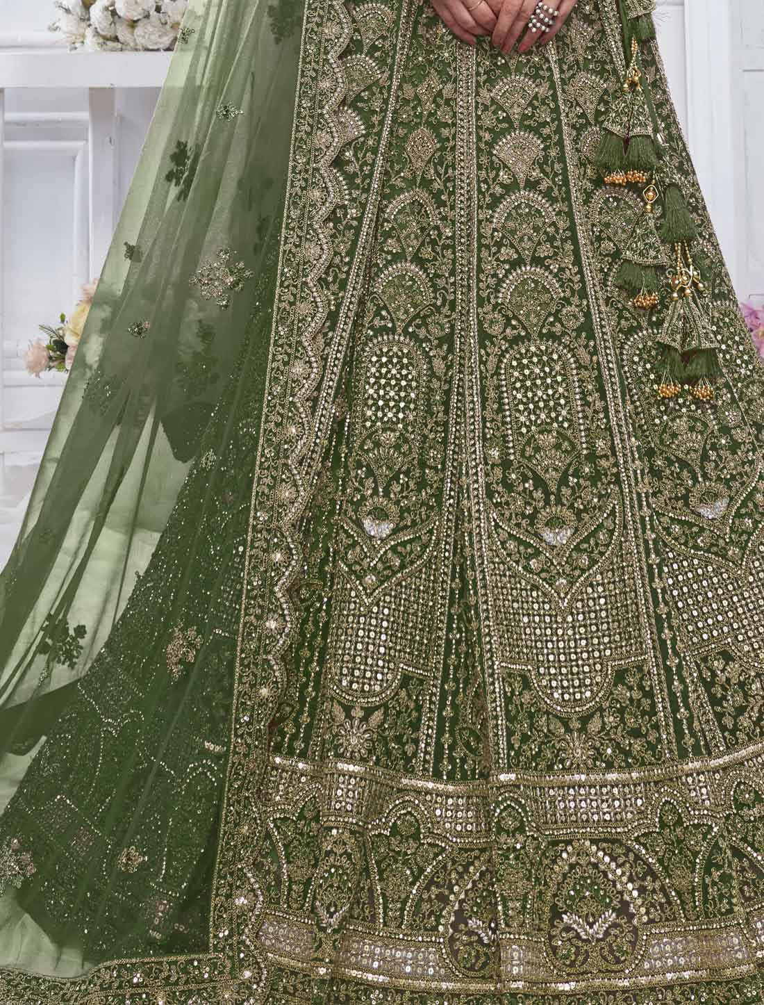 Peacock Green Soft Embroidered Designer Bridal Lehenga Choli