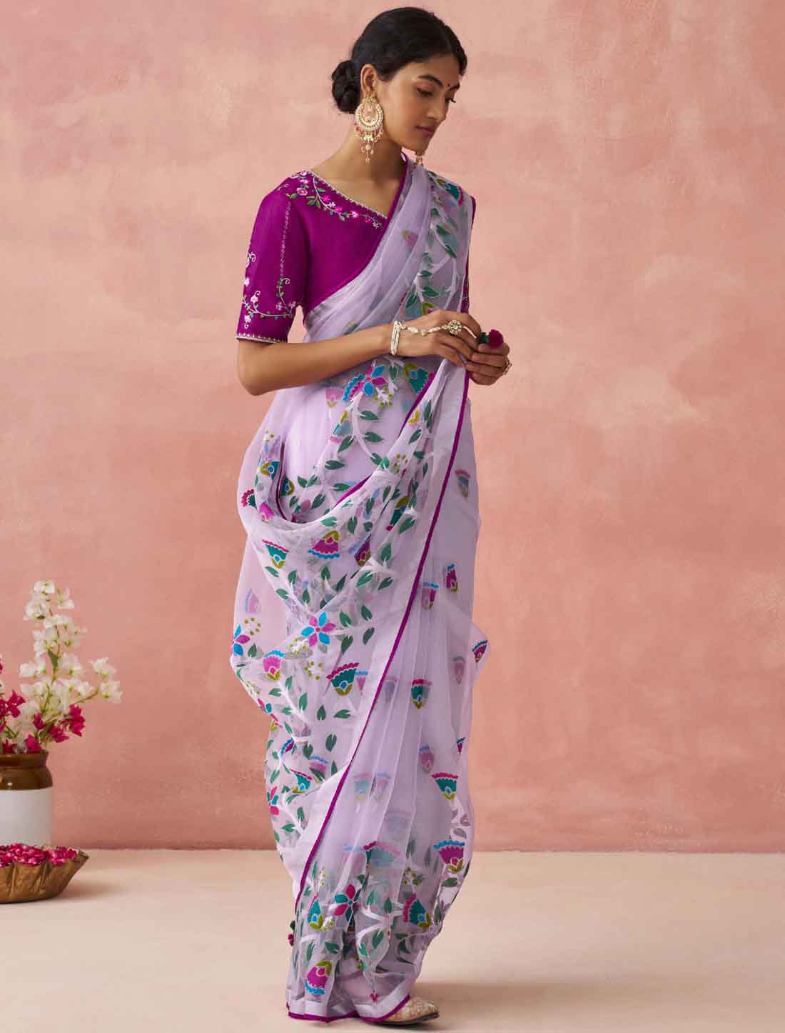 Elevate Ethnic Soft Brasso Organza Printed Saree