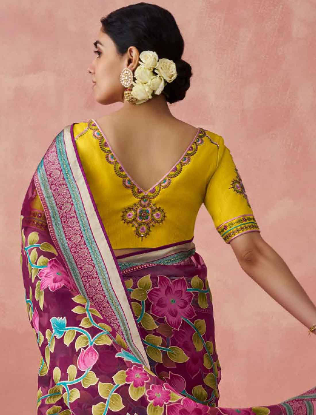 Style With Ethinc Soft Brasso Organza Printed Saree