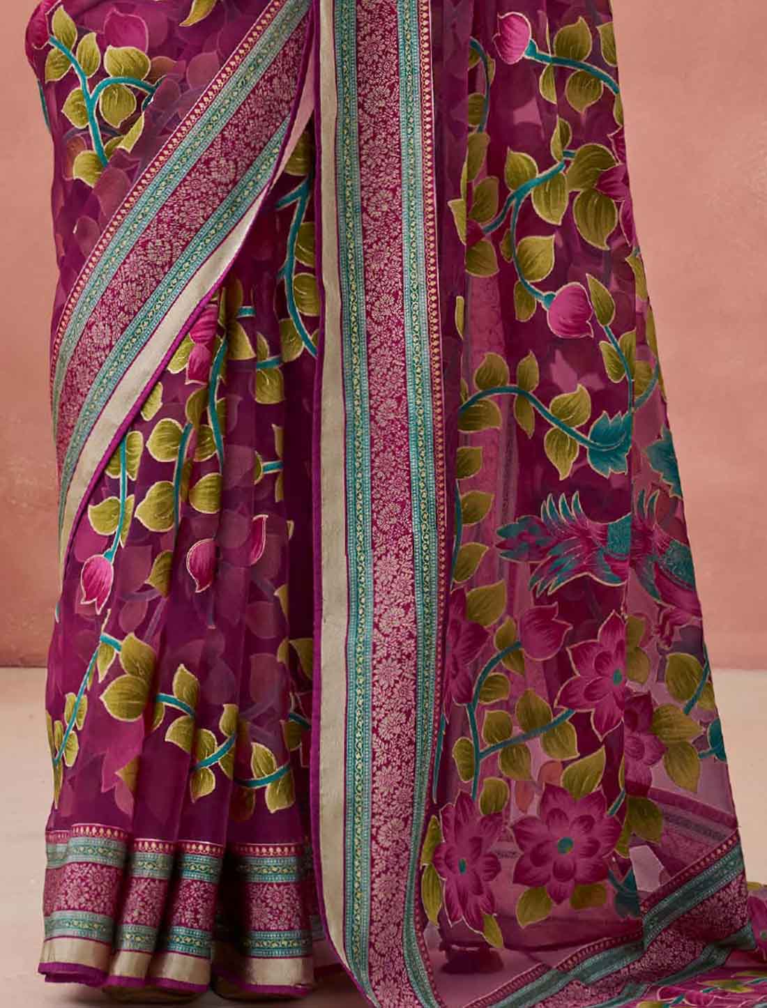 Style With Ethinc Soft Brasso Organza Printed Saree