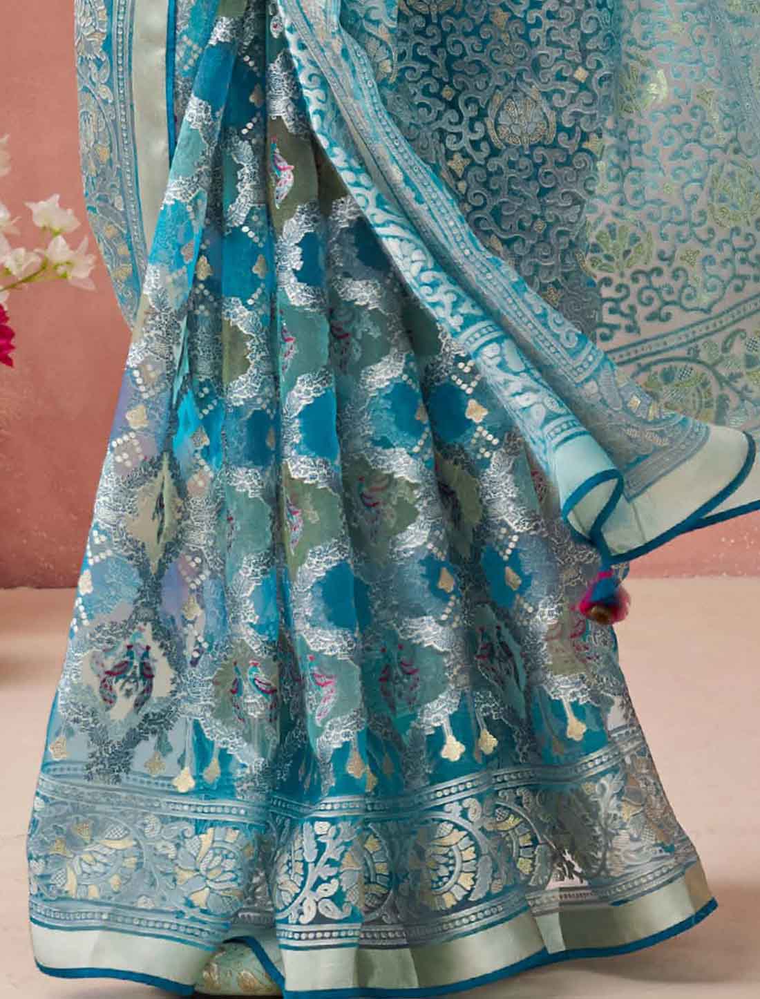 Soft Brasso Organza With Banglory Silk Blouse Ethnic Printed Saree