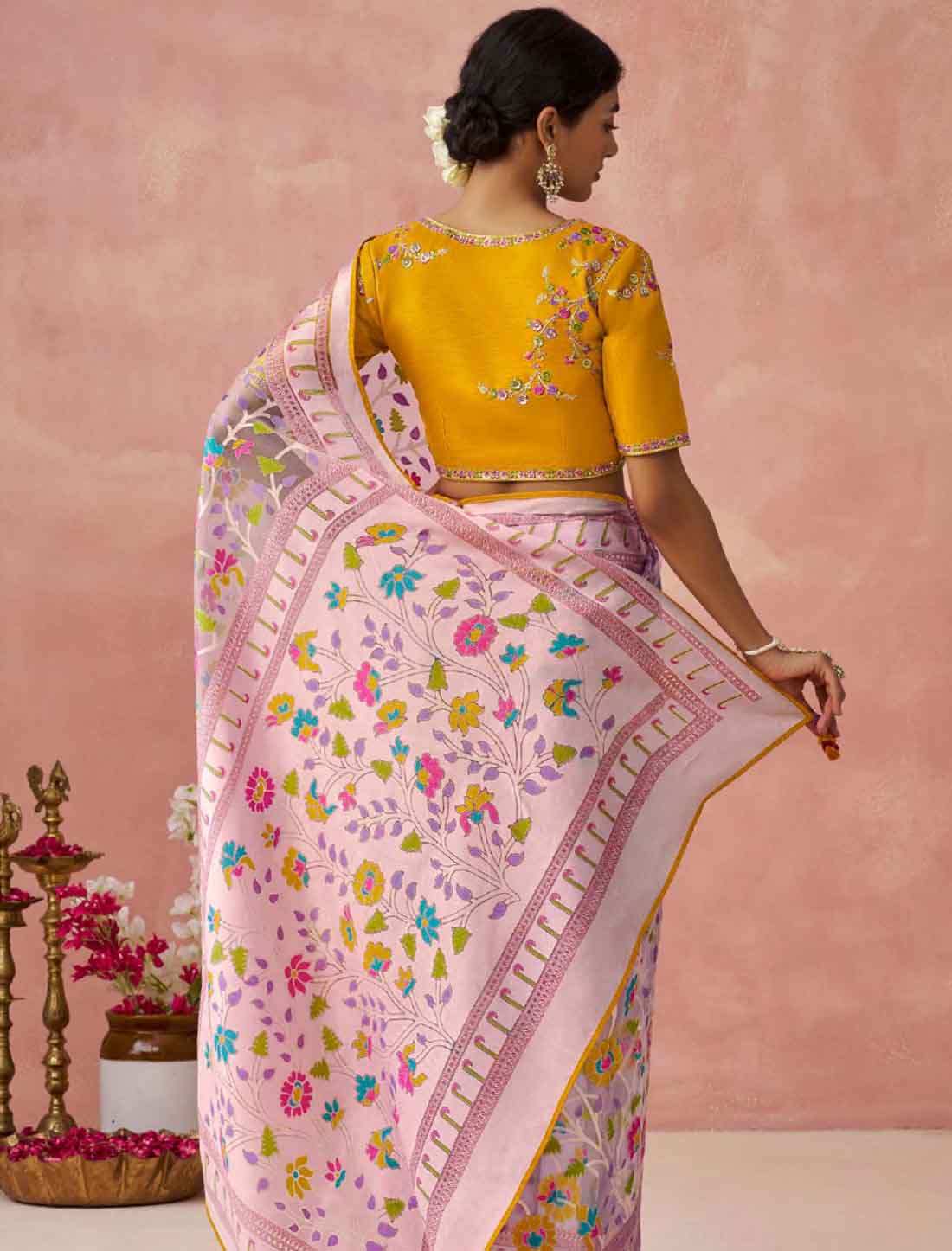 Style Ethnic Soft Brasso Organza Printed Saree