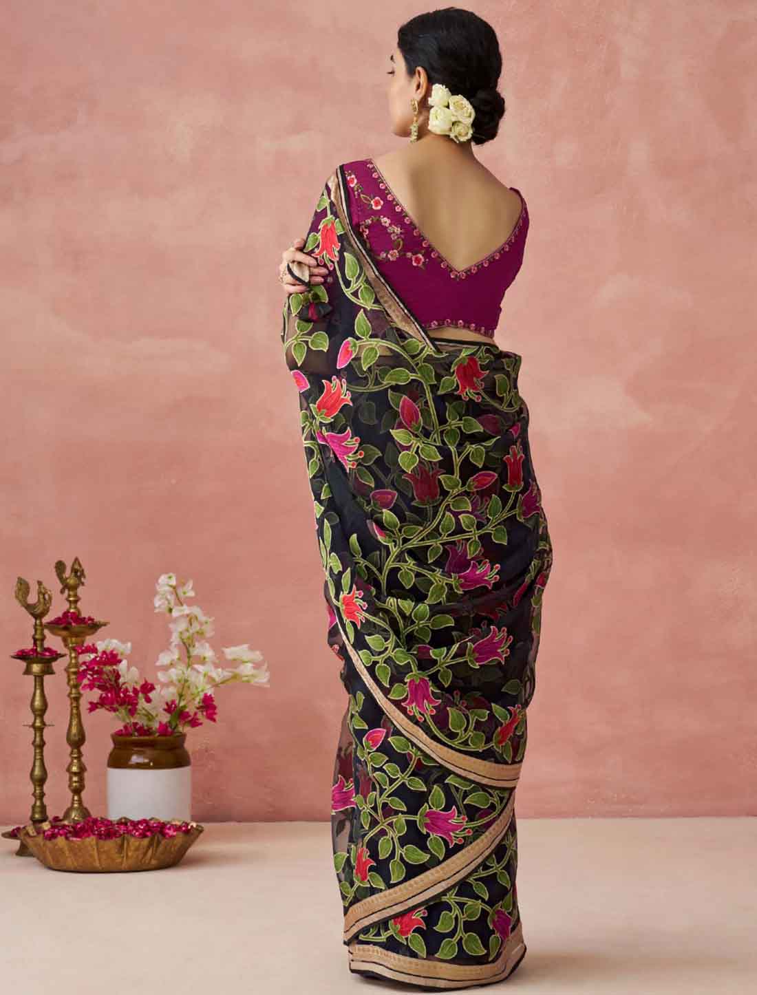 Elegance Soft Brasso Organza With Ethnic Printed Saree