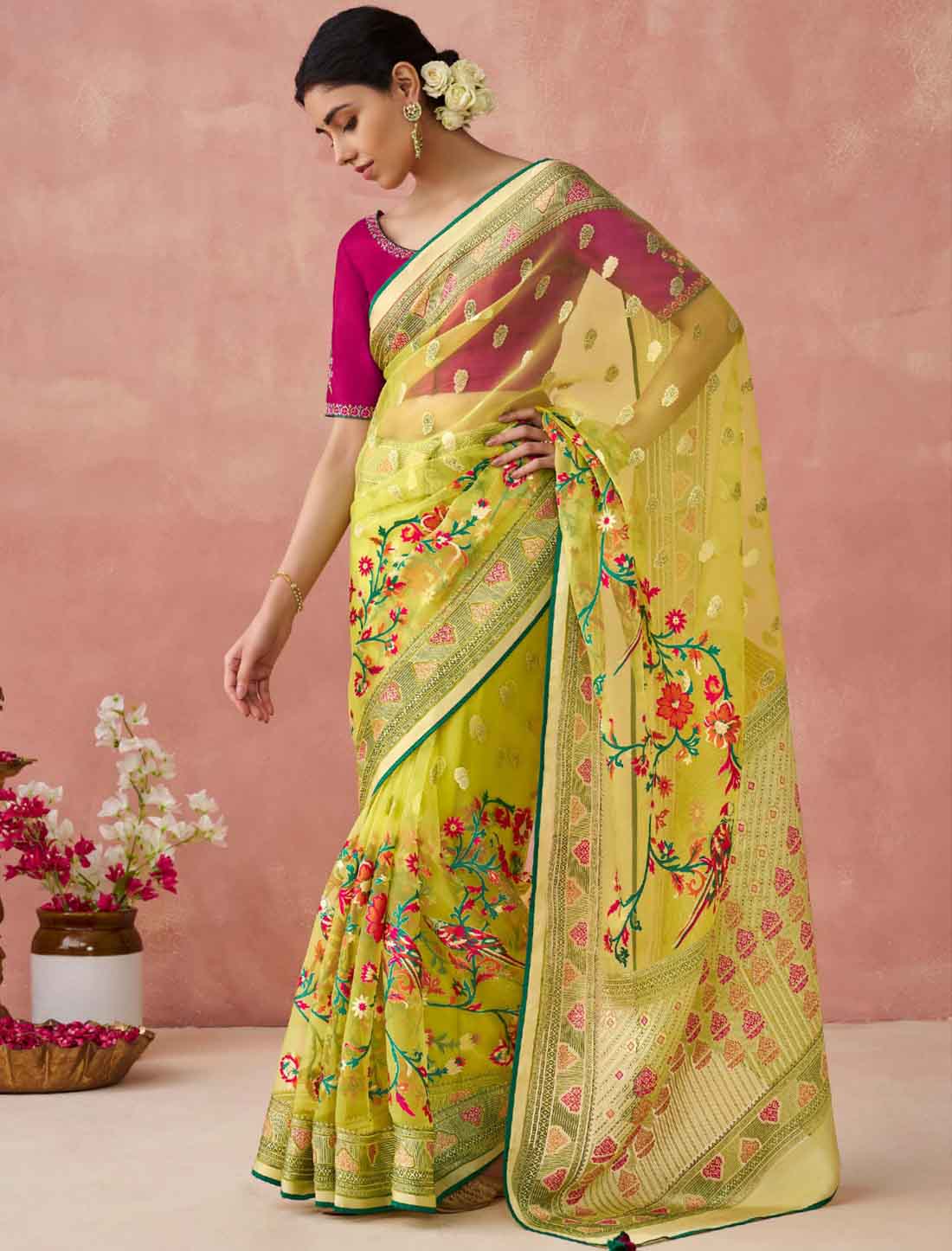 Ethnic Soft Brasso Organza Elevate Printed Saree