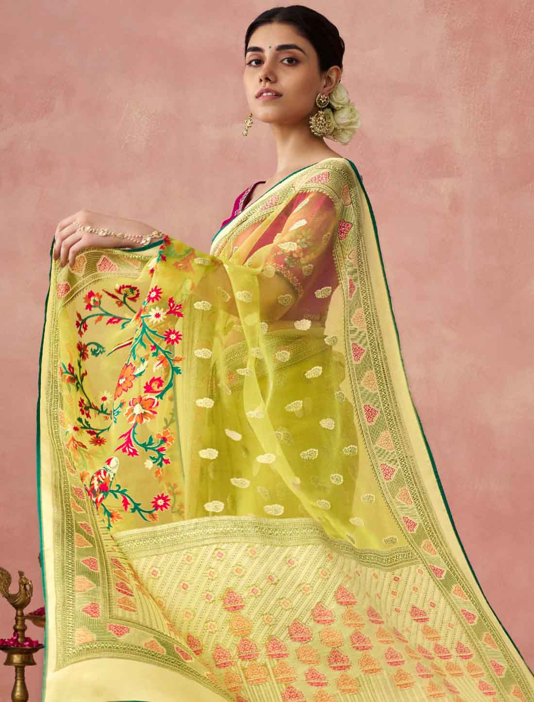 Ethnic Soft Brasso Organza Elevate Printed Saree