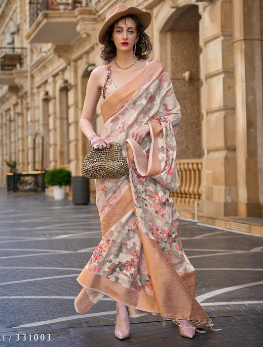 Gleaming Glory: Handcrafted Poly Brasso Sequin Saree Ensemble