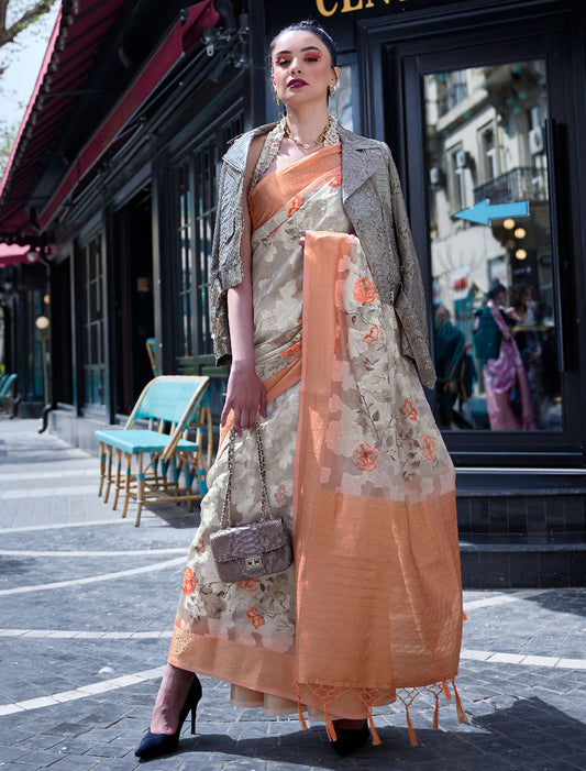 Mesmerizing Radiance: Handloom Poly Brasso Saree with Sequins