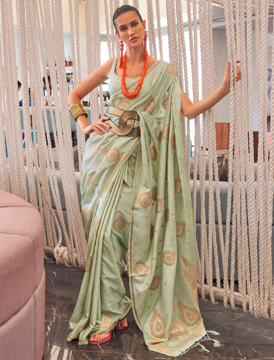 Opulent Women Pure Copper Weaving Zari Saree