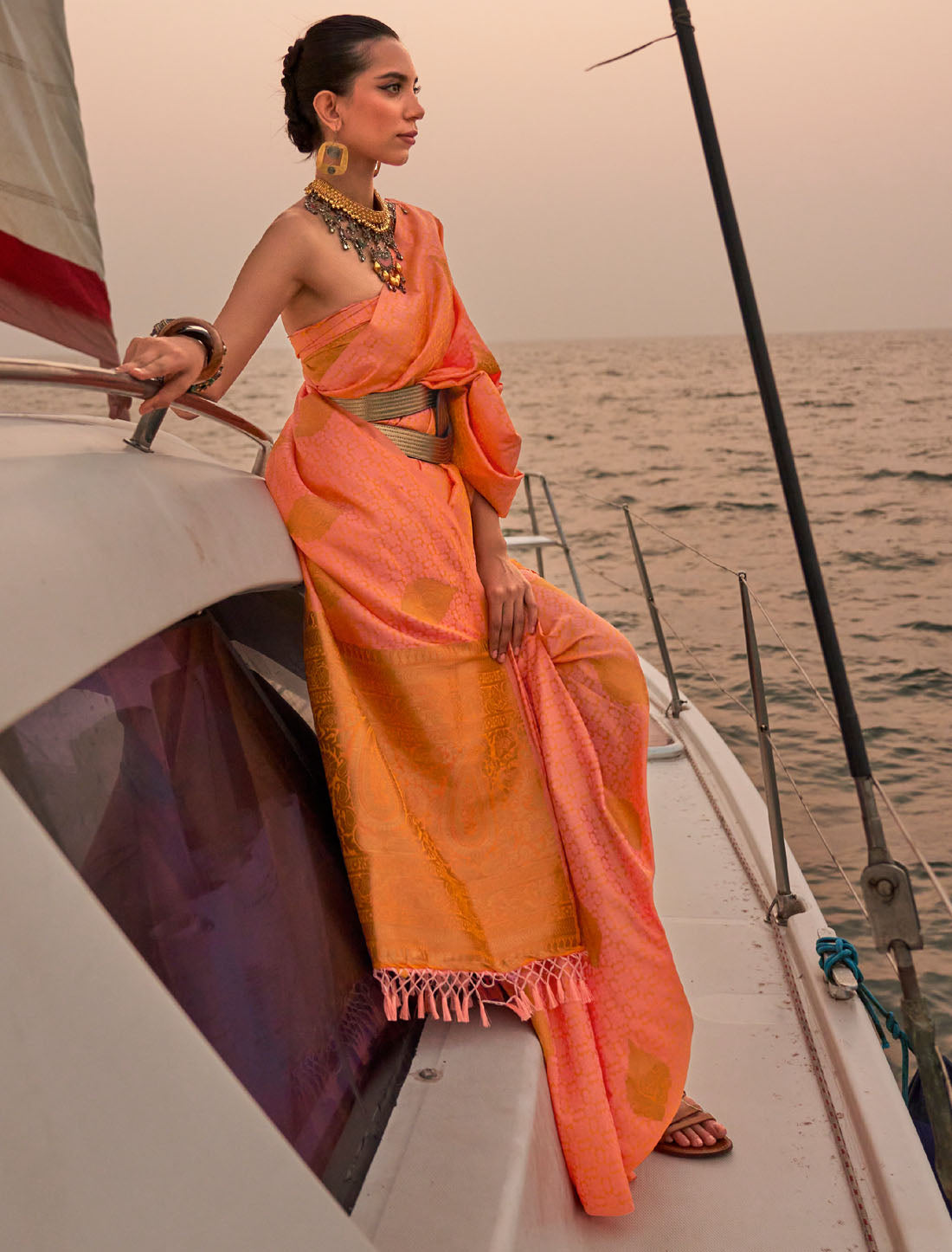 Sublime Sophistication Pastel Satin Self Two Tone Handloom Weaving Designer Saree