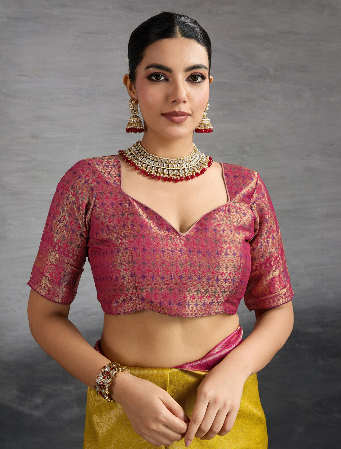 Yellow Kanjivaram Silk Zari Woven Meenakari Party Wear Saree