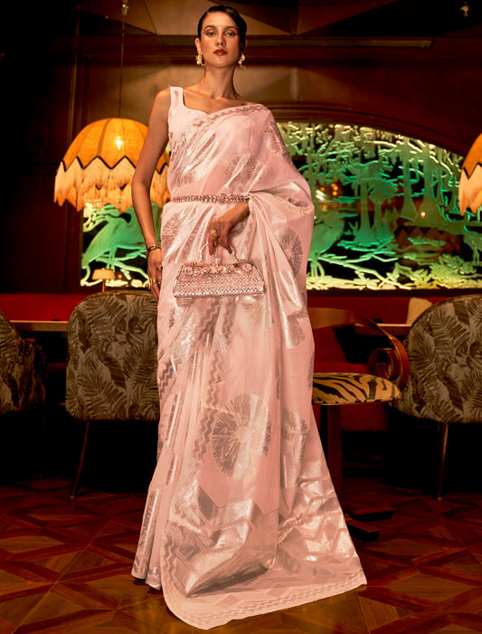 Celestial Elegance Modal Flat Zari Handloom Weaving Saree