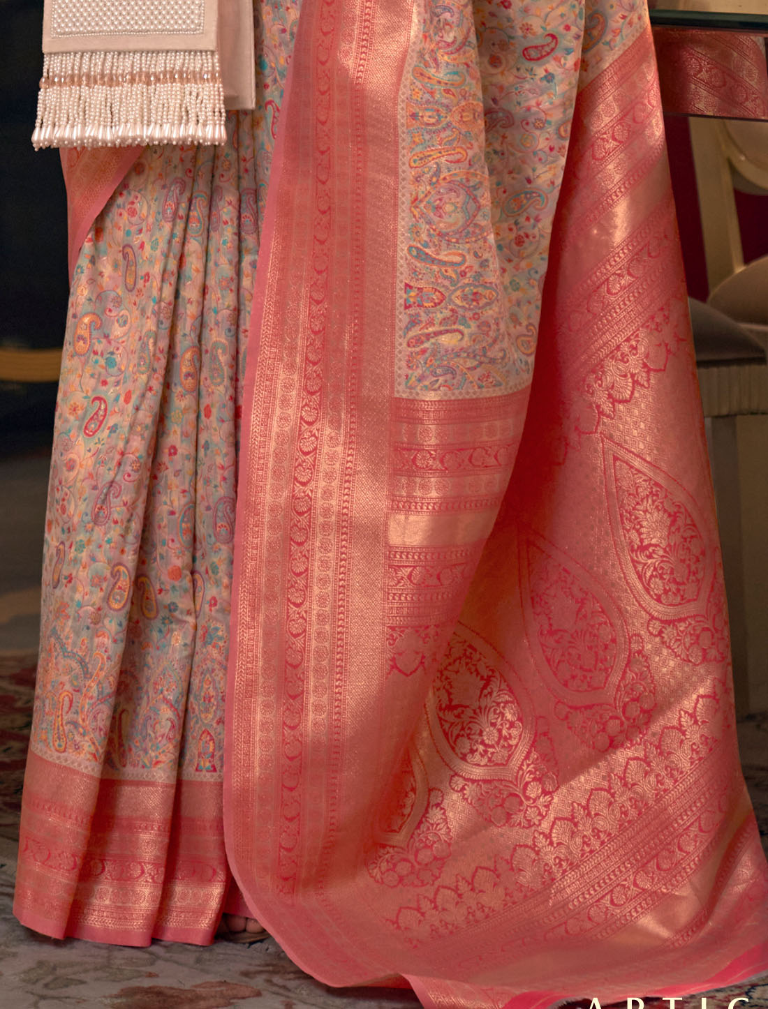 Timeless Kashmiri Chaap Handloom Weaving Modal Saree