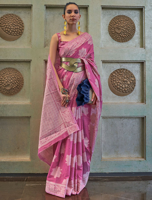 Moonlit Magic Chickankari Lucknowi Weaving Sequins Value Added Saree Ensemble
