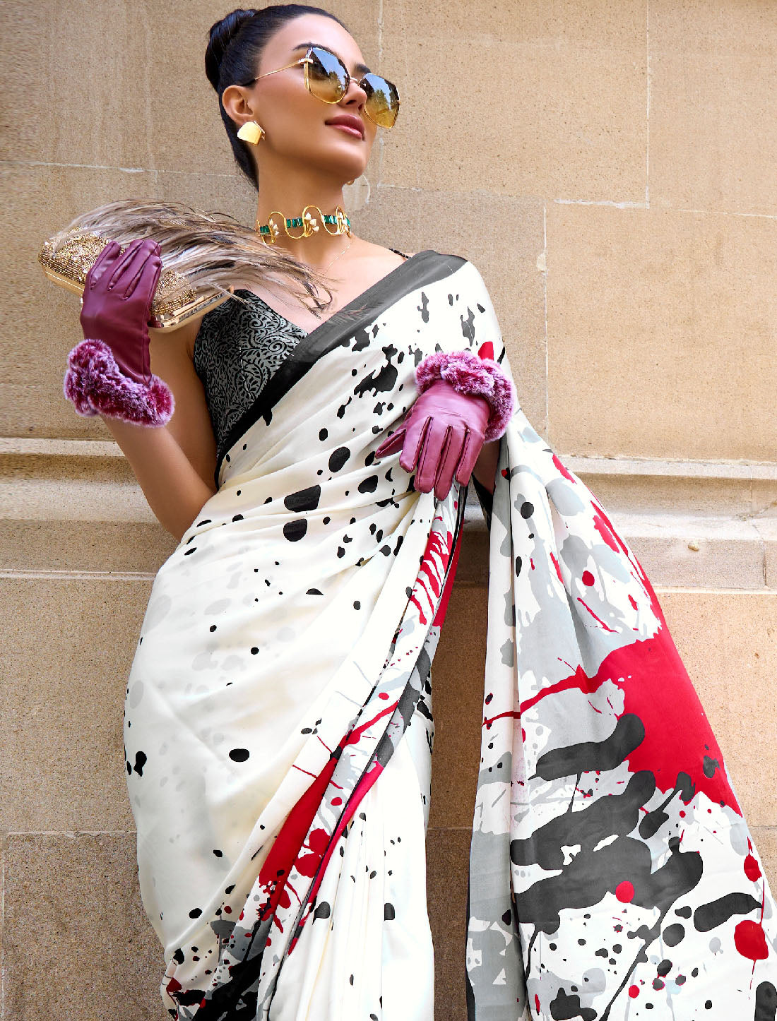 Print Twilight Temptation Satin Crepe Saree