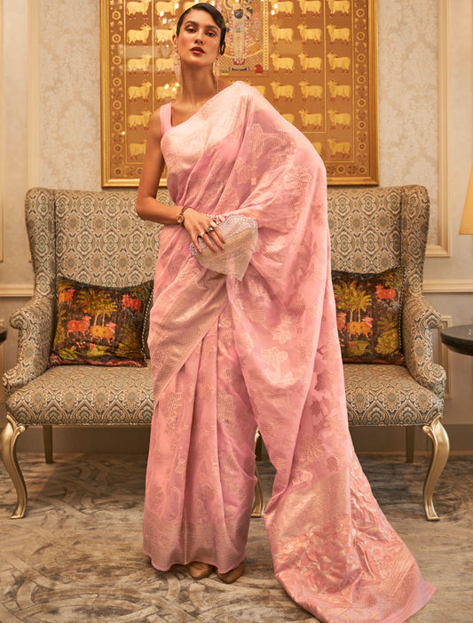 Chic Modal Value Added Sequins Handloom Weaving Women Saree