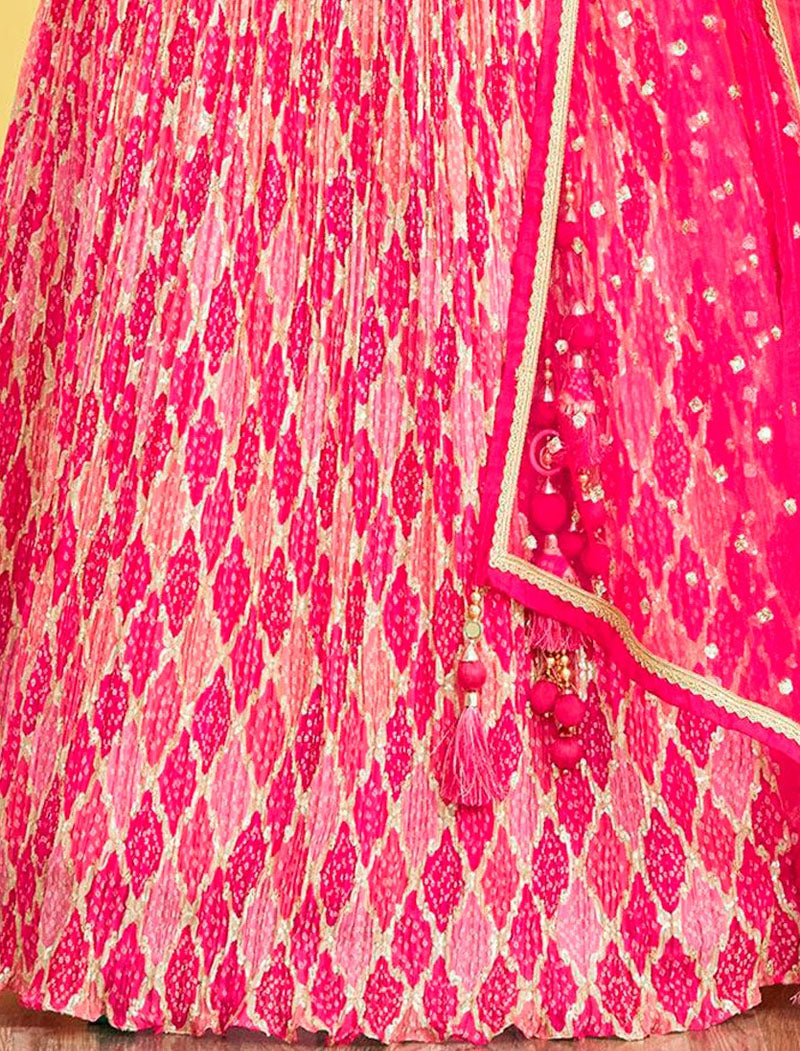 Pink Chinnon And Soft Net Lehenga With Dupatta And Silk Blouse UnStitched Lehenga Choli Sets