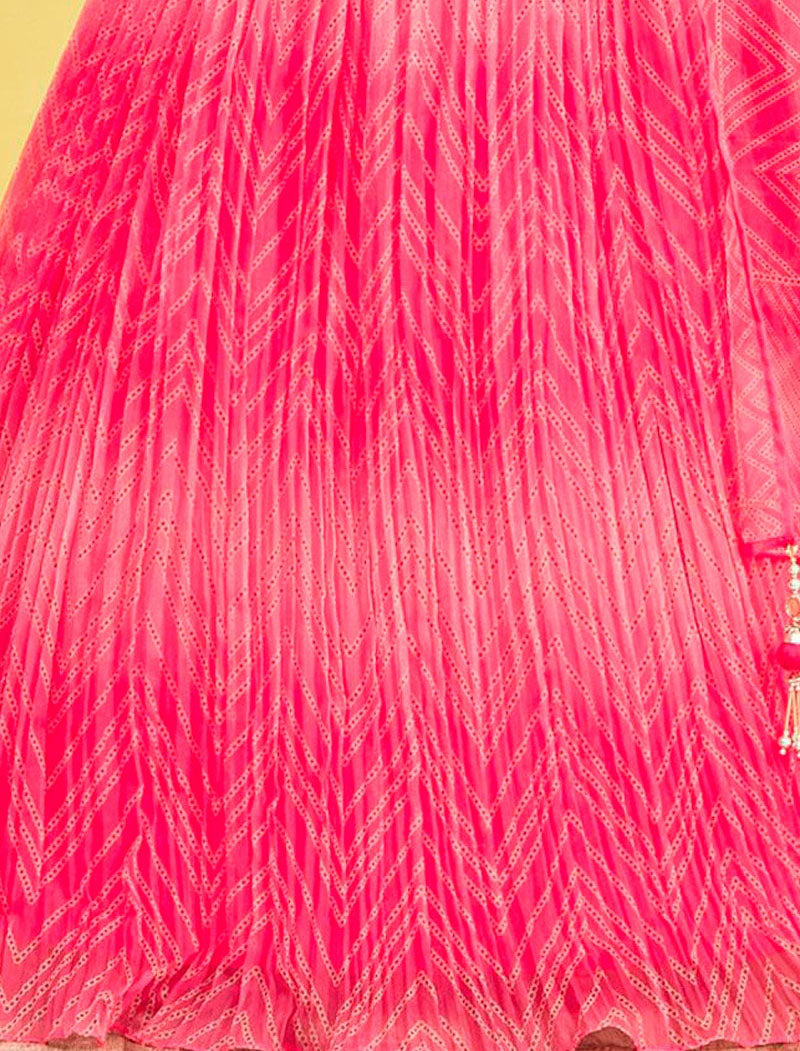 Pink Organza And Soft Net Lehenga With Dupatta And Silk Blouse UnStitched Lehenga Choli Sets