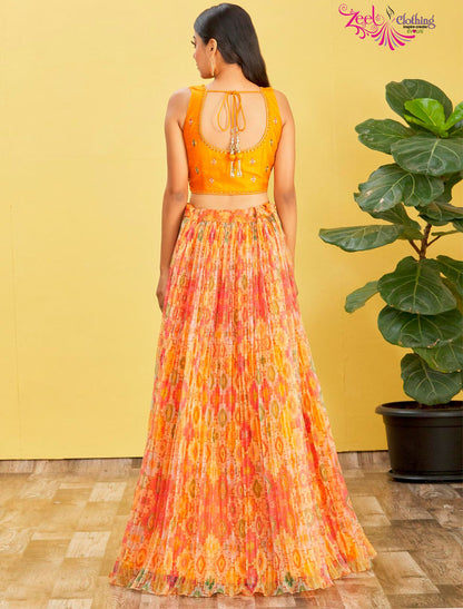 Yellow Organza And Soft Net Lehenga With Dupatta And Silk Blouse UnStitched Lehenga Choli Sets