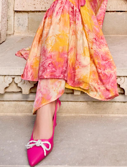 Yellow Blue Silk Full Stitched Koti Style Luxurious Co-ords Sets And Palazzo Printed Work