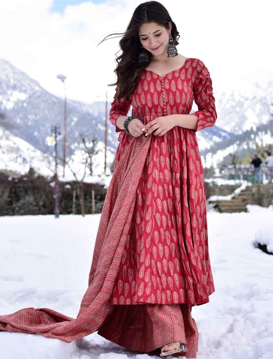 Pure Maslin Ethnic Heavy Digital Printed With Full Inner Kurta Sets