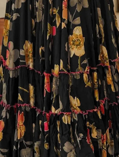 Black Ethnic Hevay Rayon Digital Work Full Stitched Long Gown