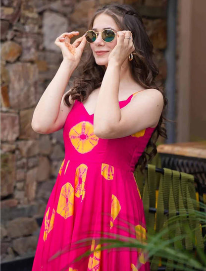Dark Pink Ethnic Hevay Rayon Digital Work Full Stitched Long Gown