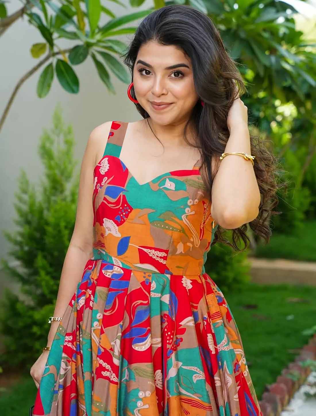 Multi-Color Ethnic Hevay Rayon Digital Work Full Stitched Long Gown