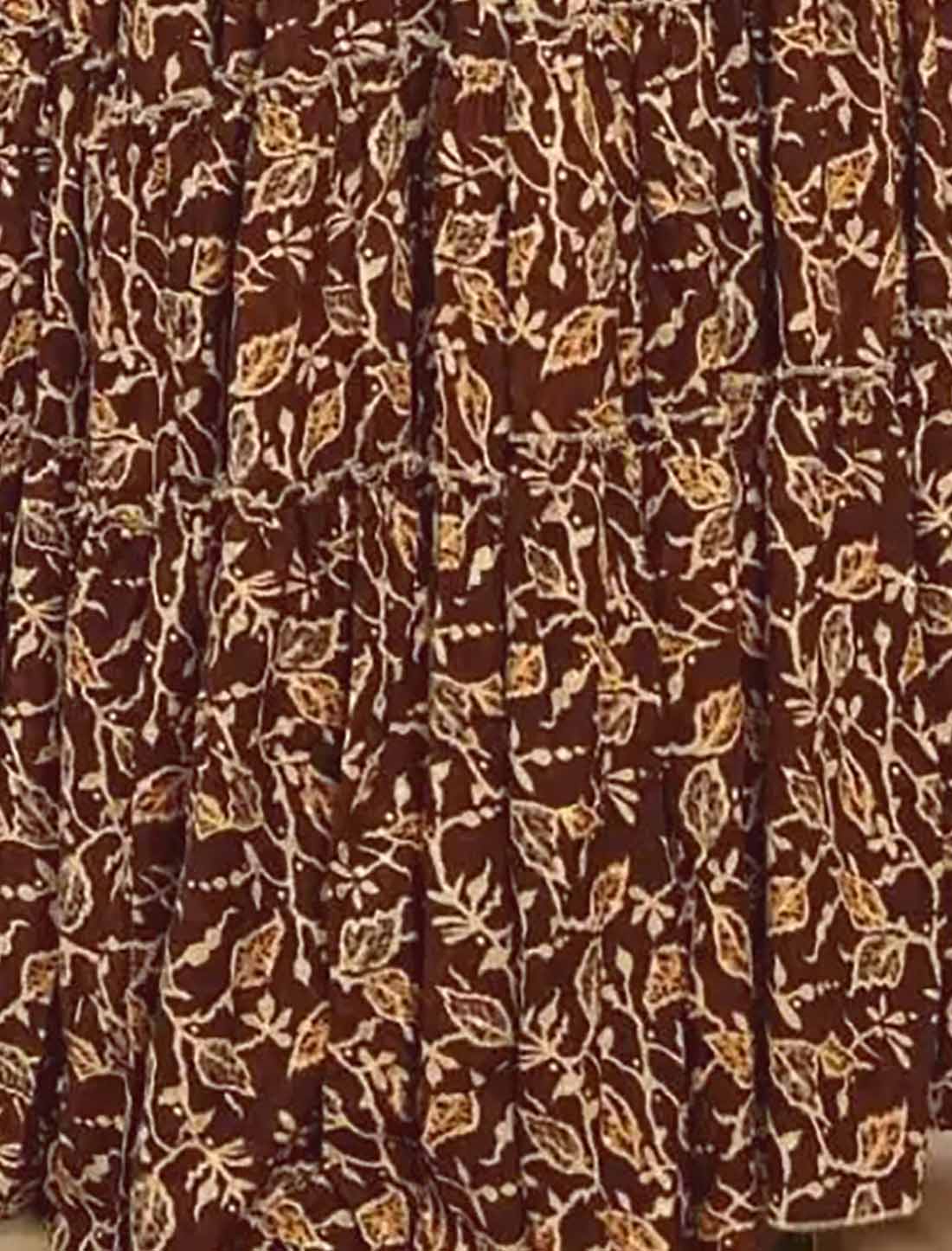 Brown Ethnic Hevay Rayon Digital Work Full Stitched Long Gown