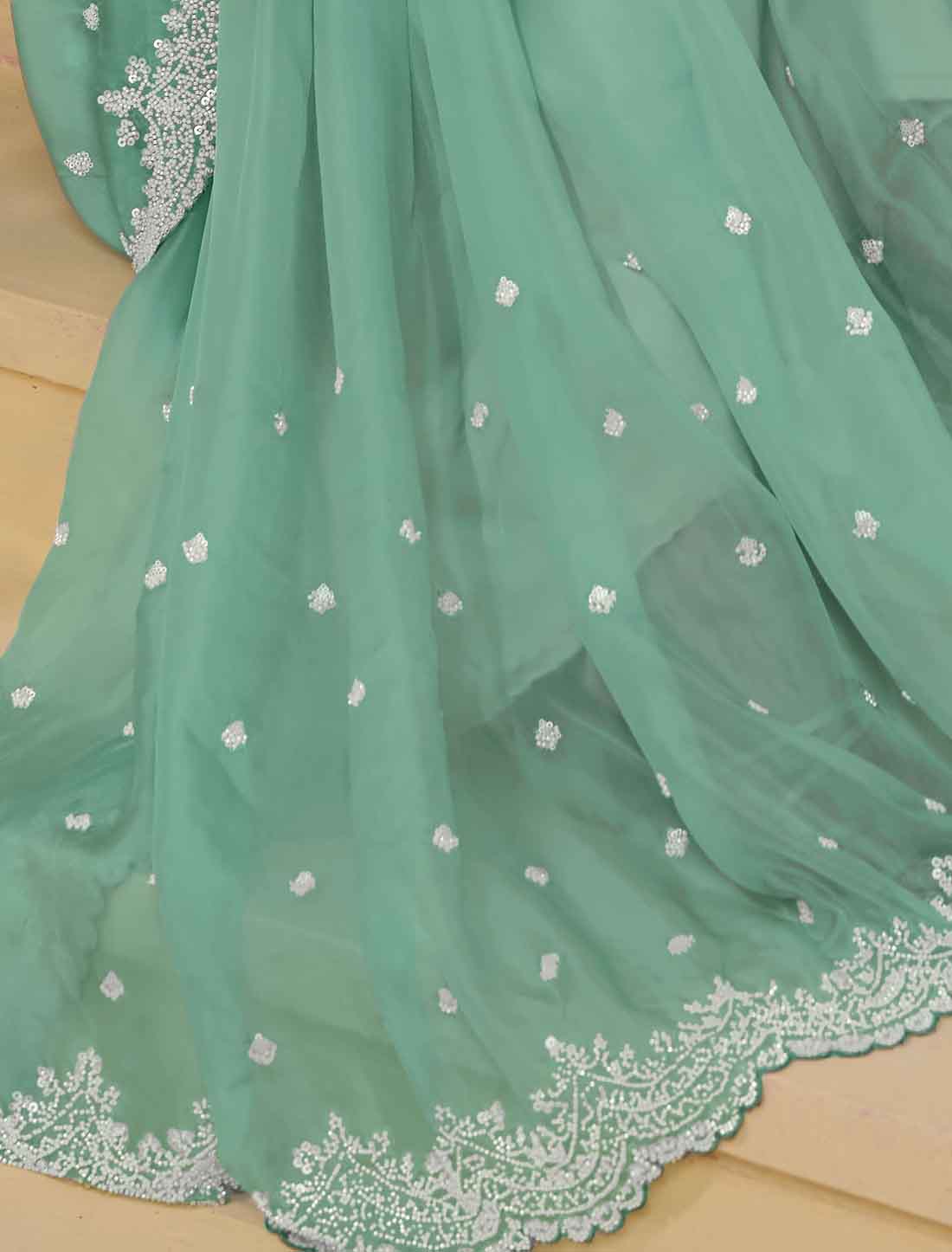 Sea Green Pure Banarasi Tuscany Designer Ethnic Saree