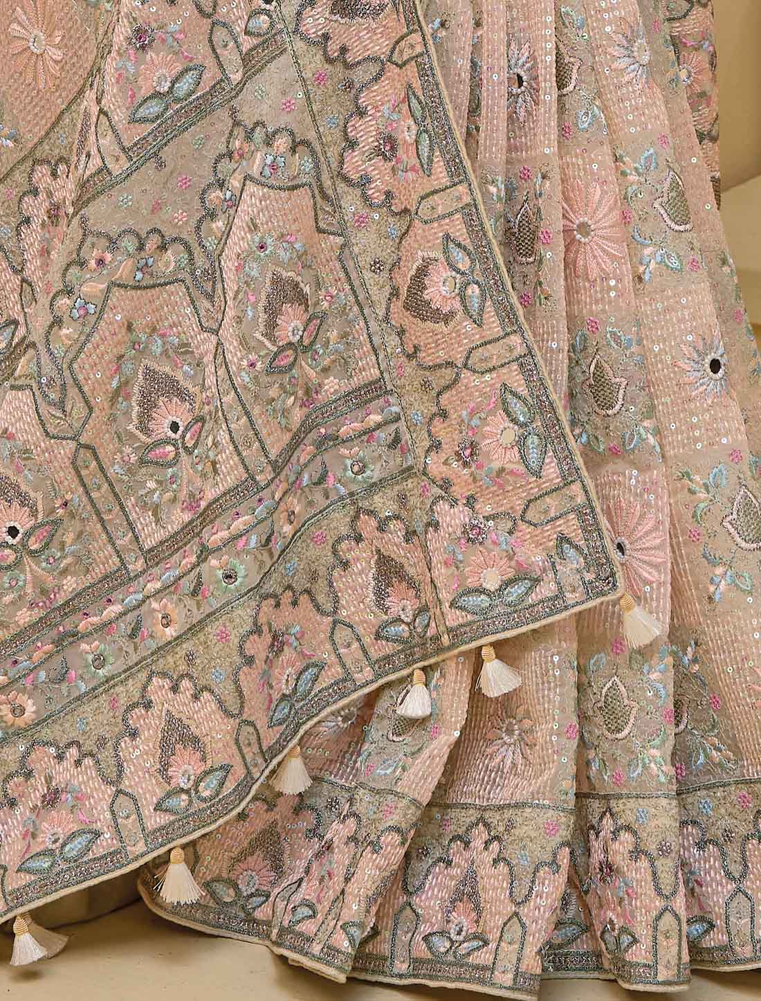 Cream Designer Pure Banarasi Tuscany Ethnic Saree