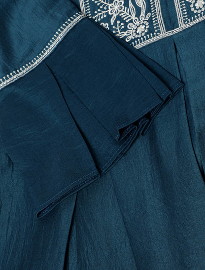 Presenting Navy Blue Chinon Embroidered Western Women Co-ord Sets